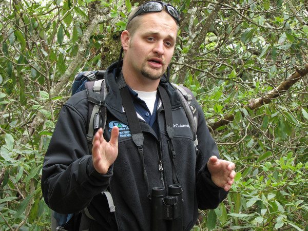 Grandfather Mountain chief interpretive ranger John Caveny leads a guided hike during Naturalist Weekend. The annual event returns to the mountain May 13-15, providing a collection of unique programs aimed to connect participants with the diversity of life found on Grandfather Mountain. Photo courtesy of the Grandfather Mountain Stewardship Foundation