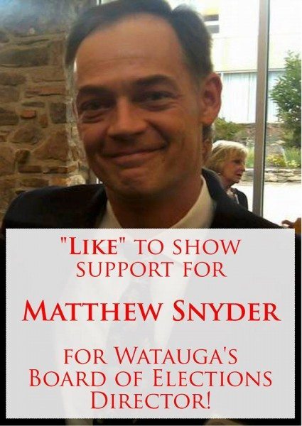 Watauga County Republican Party posted this image on Facebook with caption: "Like this post to send a message to Matt Snyder that we support his appointment to the Watauga County Board of Elections!"