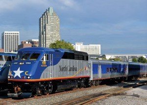 The N.C. Department of Transportation passenger train “City of Asheville,” sits on the tracks in Raleigh. But Asheville and other Western North Carolina communities are not currently served by passenger rail service. Courtesy of NCDOT.