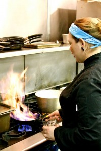 Kirsten Mitchell preparing food