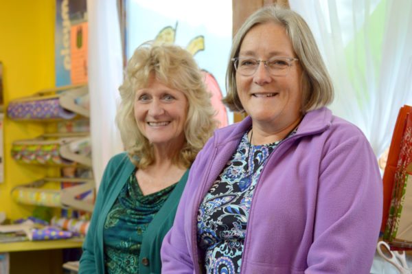 Store owner Kathleen Rowell (right) is pictured with employee Liz Cornella at the Incredible Toy Company.