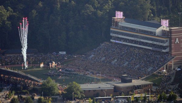 Appalachian State football will host Gardner-Webb (2018) and East Tennessee State (2019 and 2024) in upcoming seasons at Kidd Brewer Stadium. Photo courtesy Dave Mayo / App State Athletics
