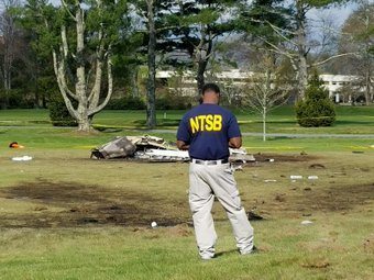 National Transportation Safety Board official conducting the investigation of the crash at the Boone Golf Course earlier this week.