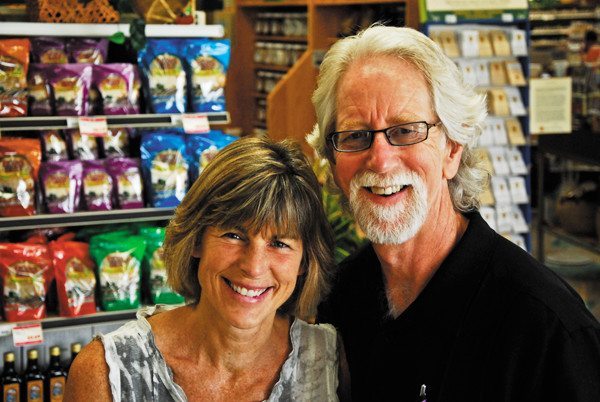 Mary Underwood and Ben Henderson are pictured at Bare Essentials Natural Market in Boone. Photo by Peter Morris for High Country Magazine.