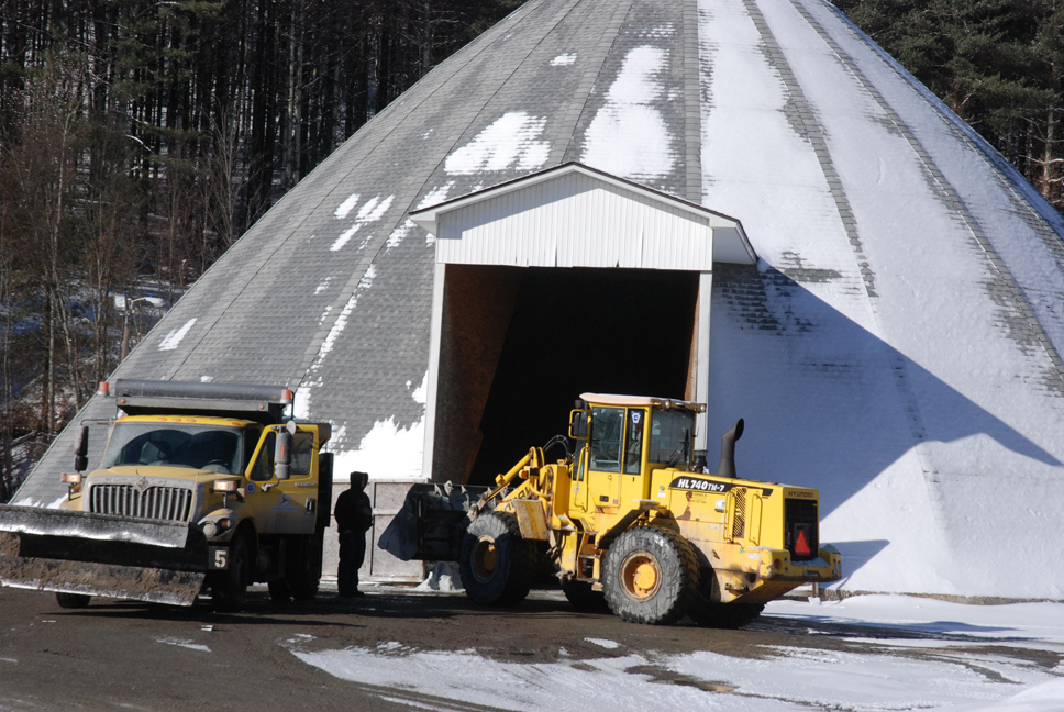 NCDOT workers prepping for snow removal of secondary roads on Wednesday. Photo by Ken Ketchie