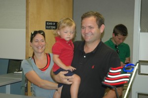 Mark Templeton with his family as he files for a seat on the Boone Town Council. By Jesse Wood