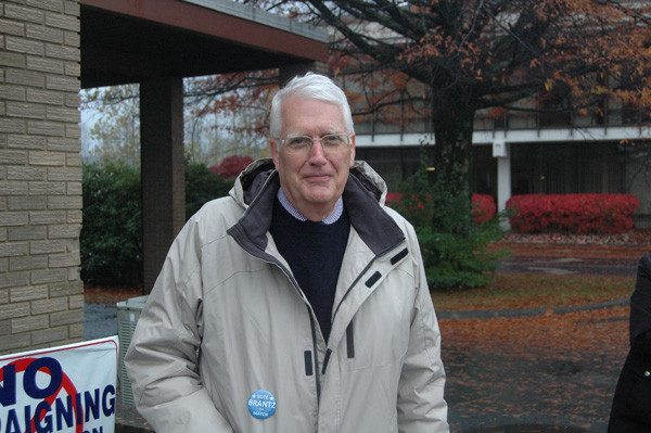 Current Mayor Pro-Tem Rennie Brantz will be the new mayor of Boone. Here is campaigning on Election Day at the Council Chambers. Photo by Jesse Wood