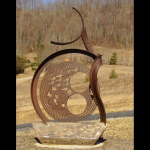 Eclipse one of the many sculptures in Bill Brown's Anvil Arts Studio sculpture garden.