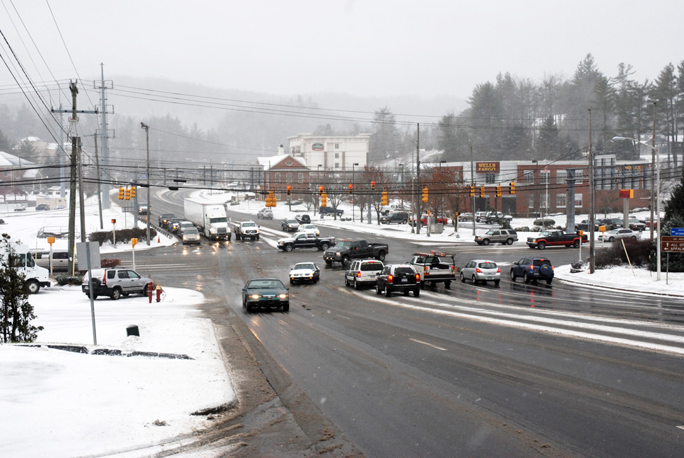 The intersection at Wendy's on Wednesday morning. Photo by Ken Ketchie