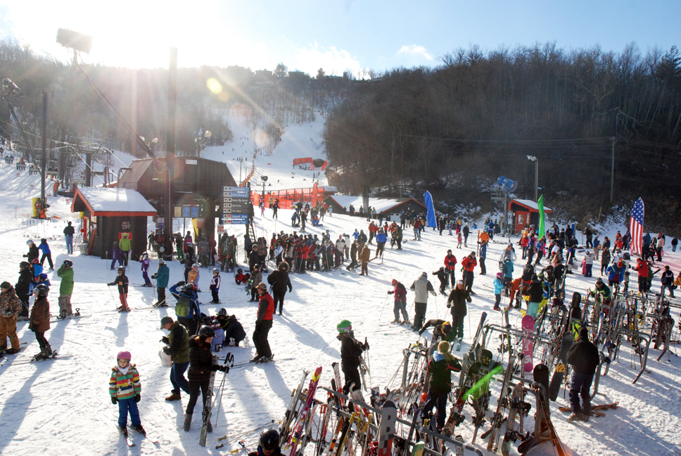 Appalachian Ski Mountain on Sunday was packed with winter sport enthusiasts. Photo by Ken Ketchie