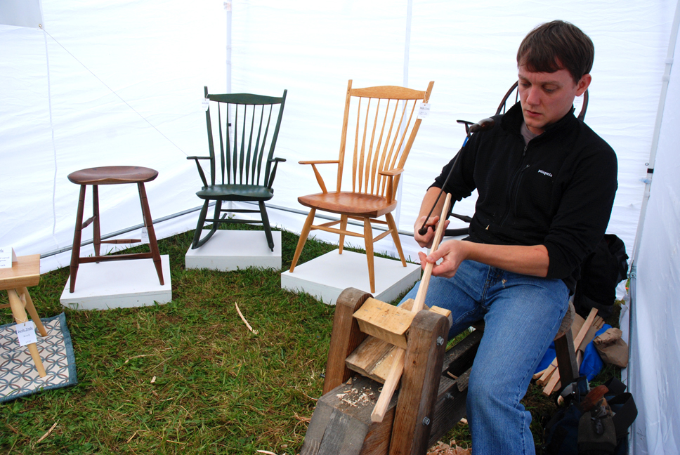 A vendor displays his talents