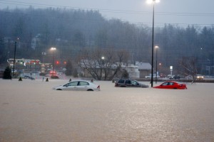 The Jan. 30 flood was one of the worst in recent history in Watauga. This is the Boone Shopping Mall.  Photo by Ken Ketchie