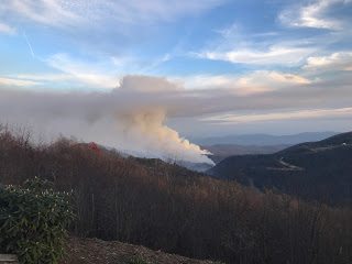 Looking over fire from Blue Ridge Mountain Club entrance 5:00 PM 11/22/16