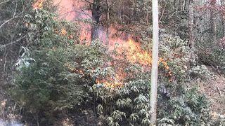 Back burn operations along Sampson Road on Tuesday.
