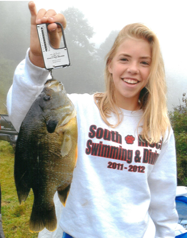 13-year-old Victoria Navaroli of Charlotte recently caught this state record green sunfish from a private pond in Creston. Photo courtesy N.C. Wildlife Commission