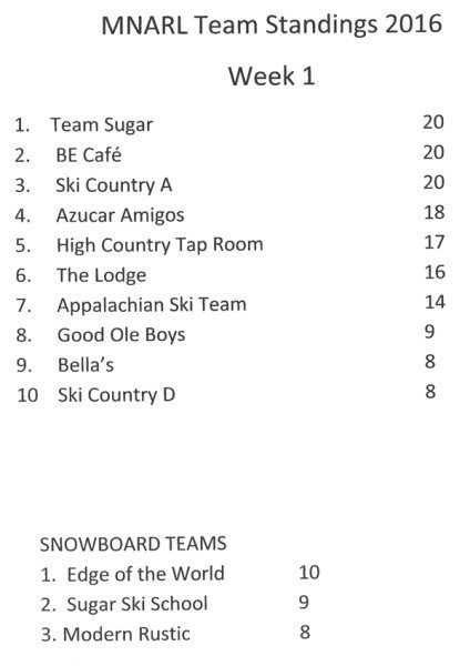 MNARL Team Standings