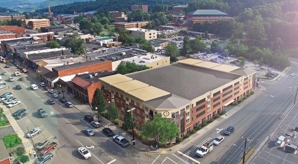 Rendering of the conceptualized project for the Marketplace shopping center and parking lot in downtown Boone. 