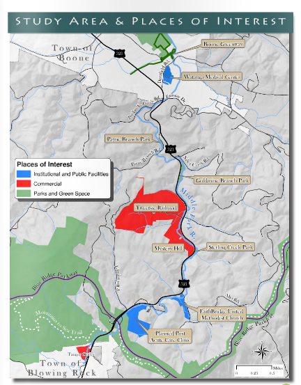A map of the areas of interest in the Master Plan