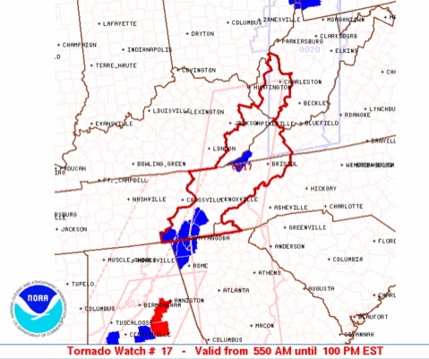 NWS Tornado Watch Until 1 p.m. - Click To Enlarge