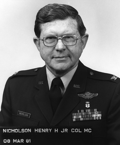 Dr. Henry H. Nicholson, Jr., MD; Colonel; 1981 Photo; Commander; 145th USAF Dispensary; 145th TAC Clinic; State Headquarters North Carolina Air National Guard