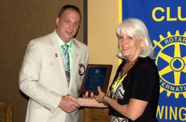 Alice Salthouse received the Citizen of the Year award for her dedication to the community, especially in the health field. Ray Pickett, last year’s award recipient presented her with this year’s award.