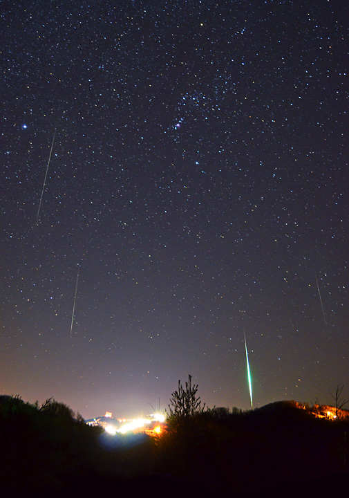 "Geminids over Sugar Mountain", including the constellation Orion, from Banner Elk made around 3:30 AM on Friday from a nearby Christmas tree farm. Photos by Todd Bush