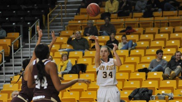Freshman Madi Story notched a career-high of 14 points, while shooting 6-8 from the floor in the win over UL Monroe on Saturday. Photo by Dave Mayo / AppStateSports.com