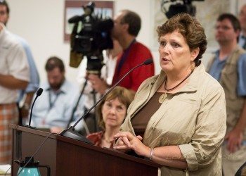 Watauga Elections Director Jane Ann Hodges speaks before the State Board of Elections in 2013. Photos by Lonnie Webster
