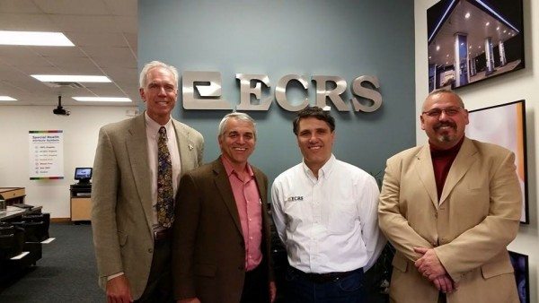 David Taylor (Executive Director of Development), Rahman Tashakkori (Program director and distinguished professor), Pete Catoe (ECR Software Corporation President and CEO), Tony Calamai (Dean of the College of Arts & Sciences) taken at the formal scholarship establishment.