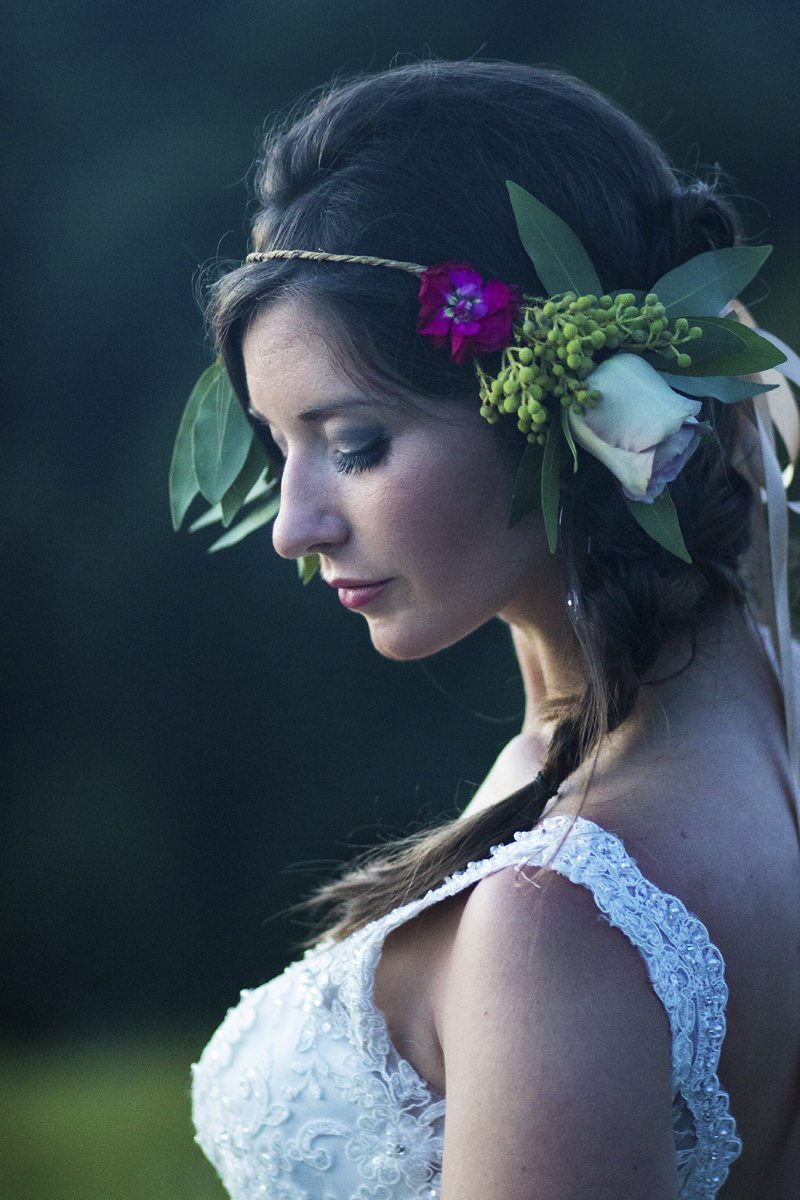 A floral crown created by Fuschia Moss for the cover of High South Weddings magazine. Photo by Calah Stephens Photography.