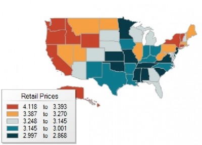 AAA Fuel Gauge Map as of Wednesday afternoon. 