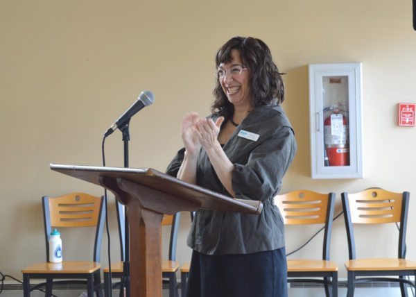 Karen Sabo addresses the crowd at the recent Women's Fund of the Blue Ridge grantee luncheon in Blowing Rock. Photo by Jessica Isaacs.