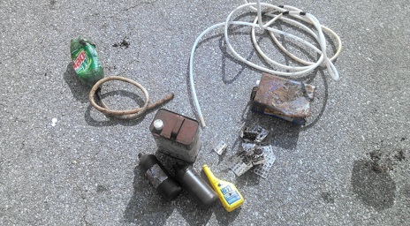 Remnants of the "shake-and-bake" meth lab found along Blue Ridge Parkway.
