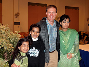 Russell Hiatt, a teacher at Hardin Park School, is pictured with three Pakistani students. Hiatt traveled to Pakistan in spring 2012 as part of an educational and cultural exchange sponsored by Appalachian State University and funded by the U.S. Embassy in Islamabad, Pakistan. (Photo by Nasir Jamal, HITEC)