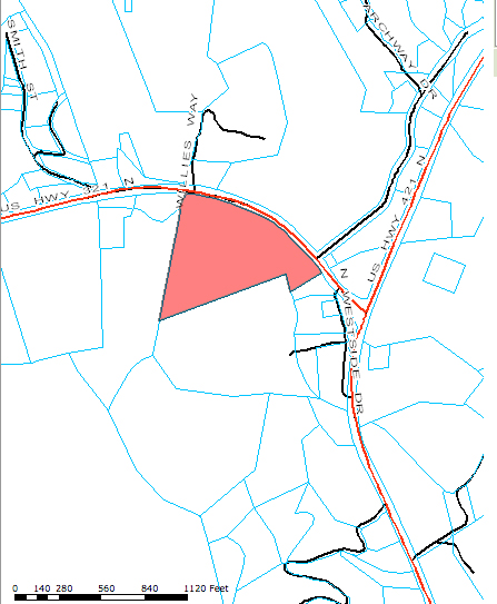 The Humphreys' property is highlighted in red.