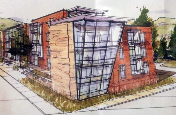 An artistic rendering of "Rivers Walk," a proposed development on the old Southern States property.