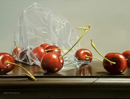 BAG OF CHERRIES Loren DiBenedetto oil on linen