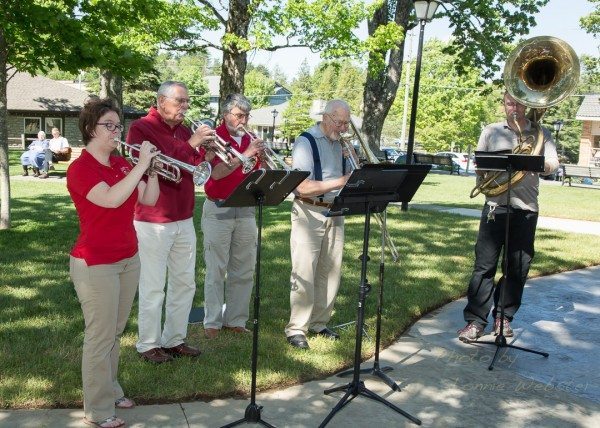 Several members of the Watauga Community Band performed at the ribbon cutting ceremony of the Rotary Gazebo in Blowing Rock on Thursday. Photo by Lonnie Webster