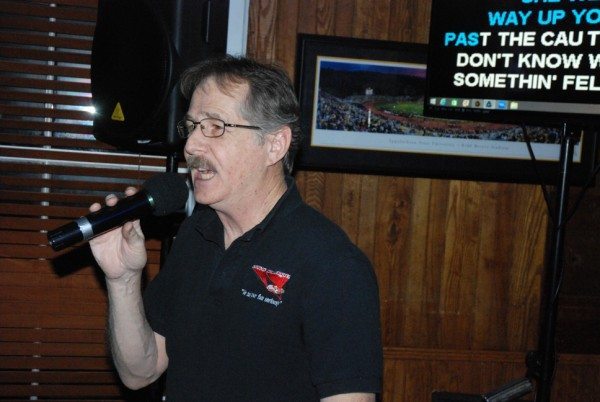 Sound Technique Mobile DJ owner Keith Richardson usually sings the first song to warm up the crowd. Here he is at the Blowing Rock Town Tavern last weekend. 