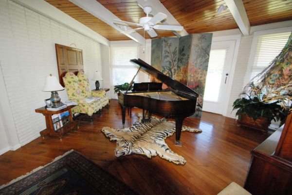 The music room in the round house will eventually feature a set of french doors leading out to a terrace.