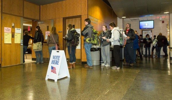 Appalachian State University last day of early voting draws long lines.