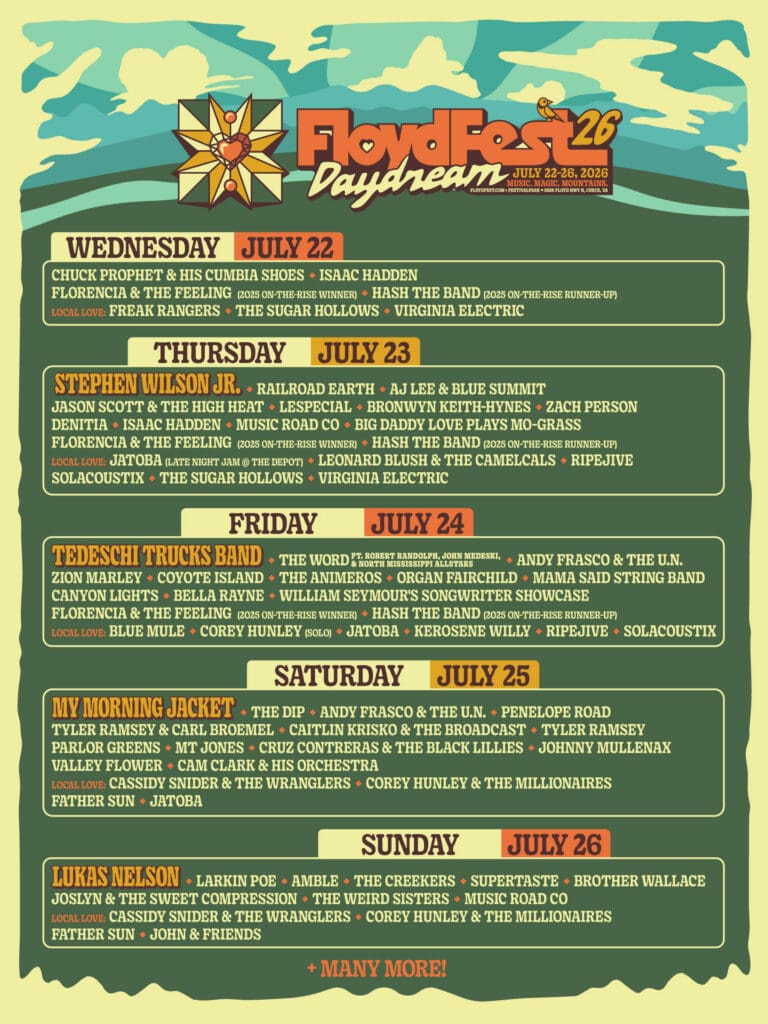 Twelve New Artists, Initial By-Day Schedules Revealed for FloydFest 26~Daydream (July 22-26, 2026)